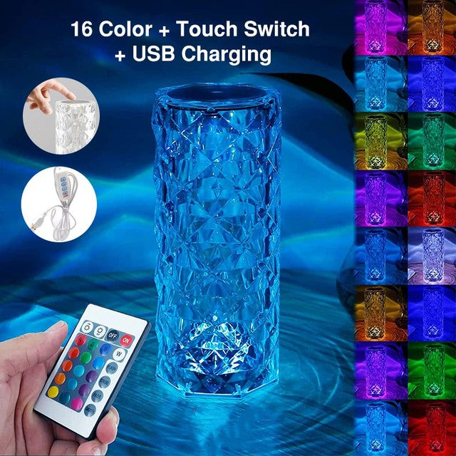 16 Colors LED Crystal Lamp Rose Light - Great Finds 